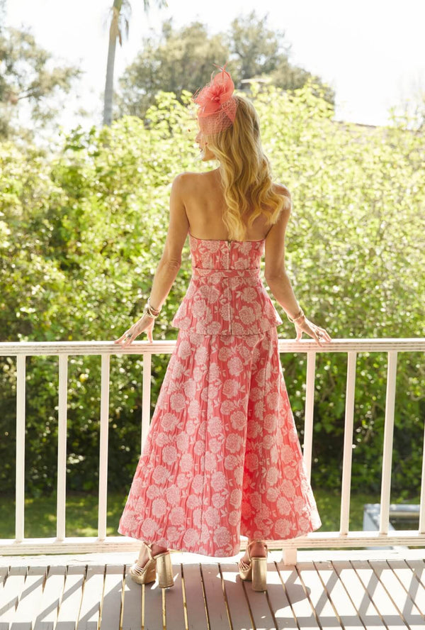 Run for the Roses Belted Bustier - Coral