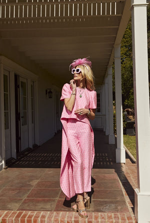 Run for the Roses Worth Top  - Pink Damask
