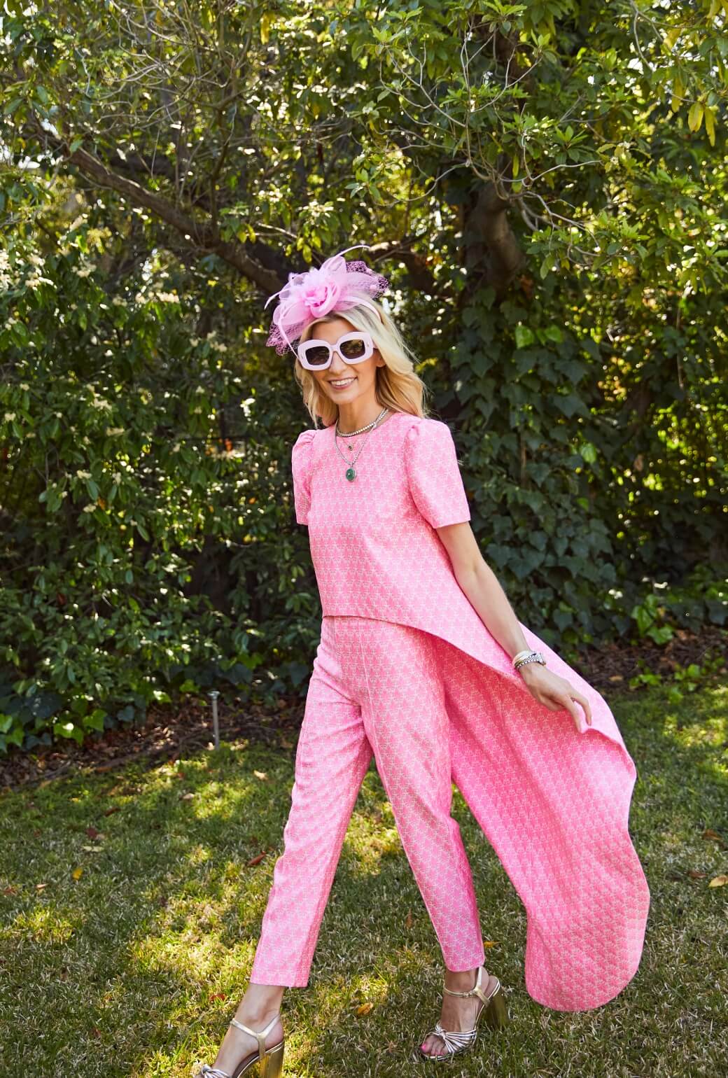 Run for the Roses Worth Top  - Pink Damask