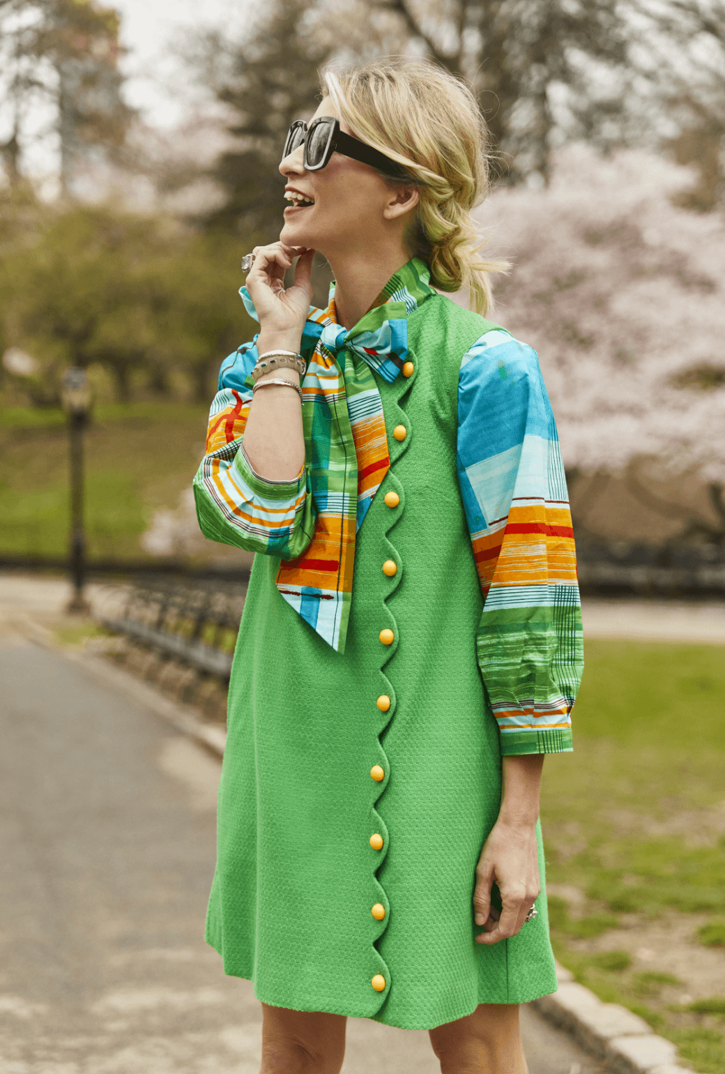 Scallop Shift Dress - Kelly Green