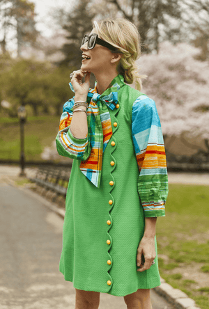 Scallop Shift Dress - Kelly Green