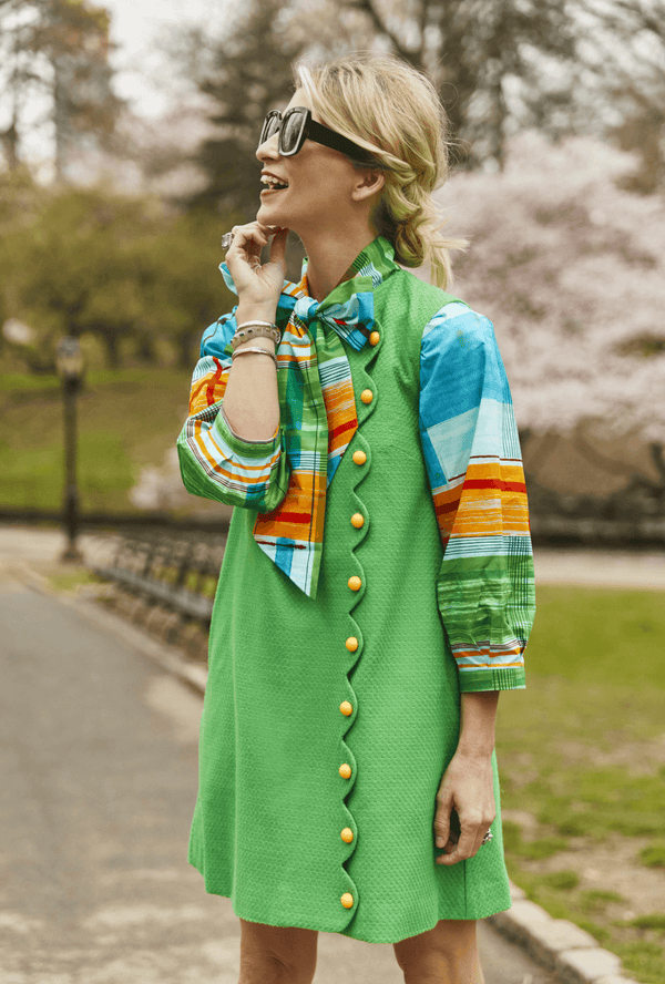 Scallop Shift Dress - Kelly Green