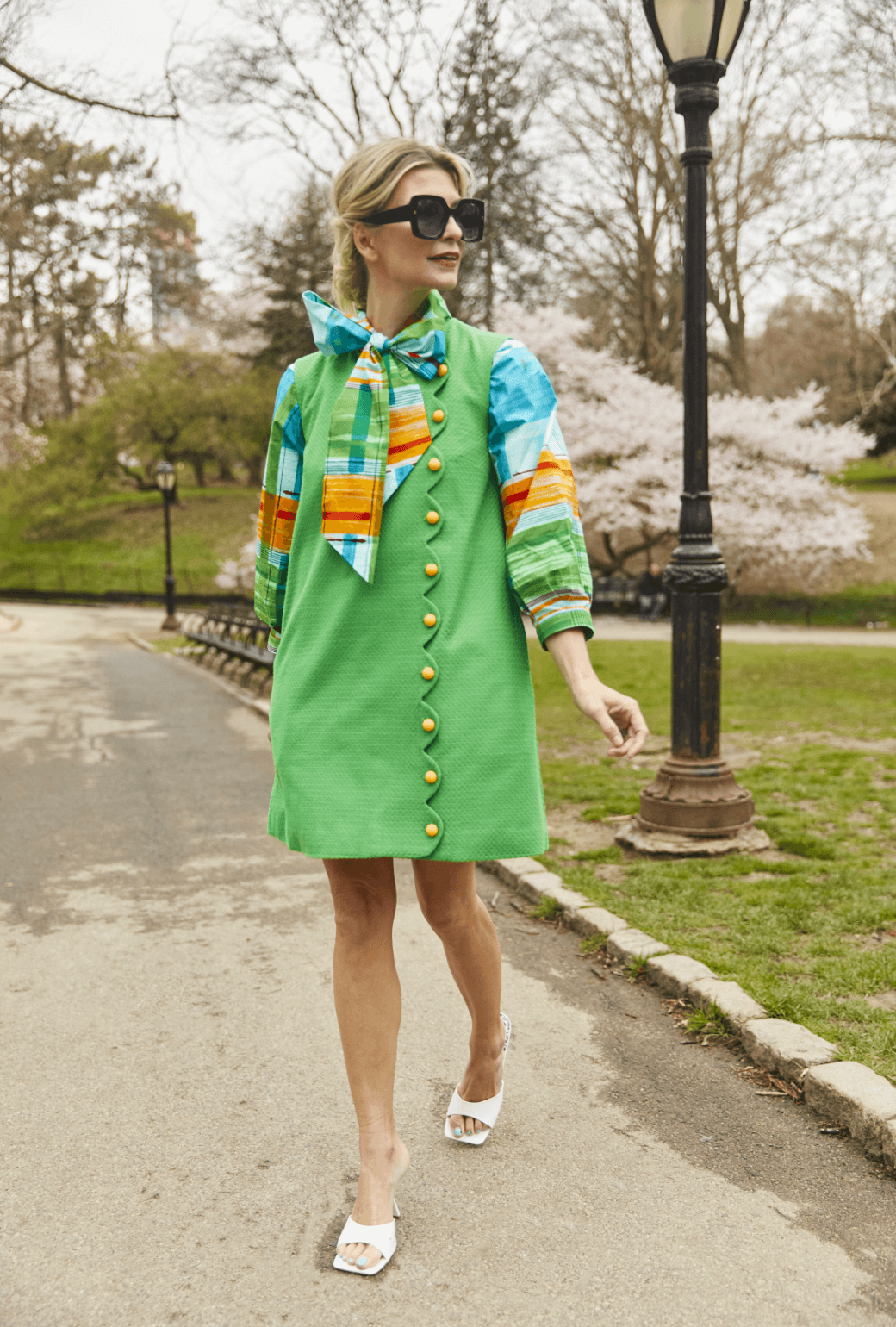 Scallop Shift Dress - Kelly Green