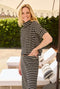 Short Sleeve Mod Top - Black & White Stripe Knit