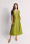 Sleeveless Deco Dress MIDI - Green Taffeta