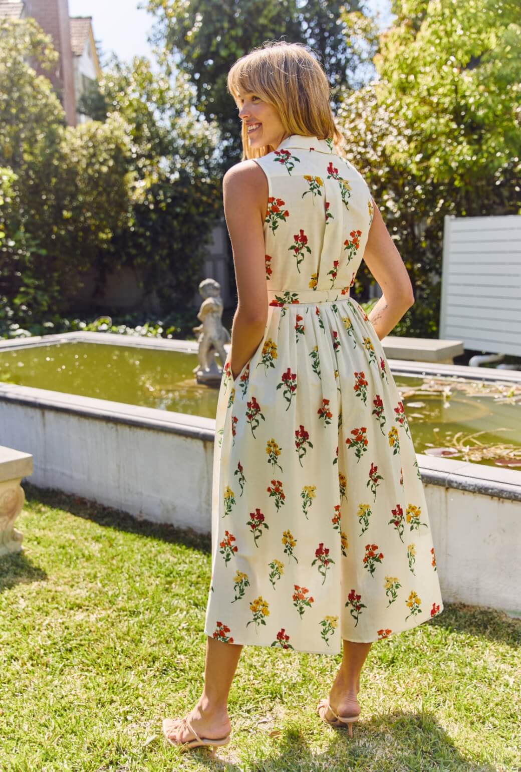 Sleeveless Shirtdress MIDI - Knockout Rose