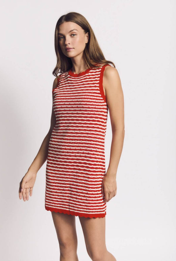 Sundowner Sweater Dress - Orange and White