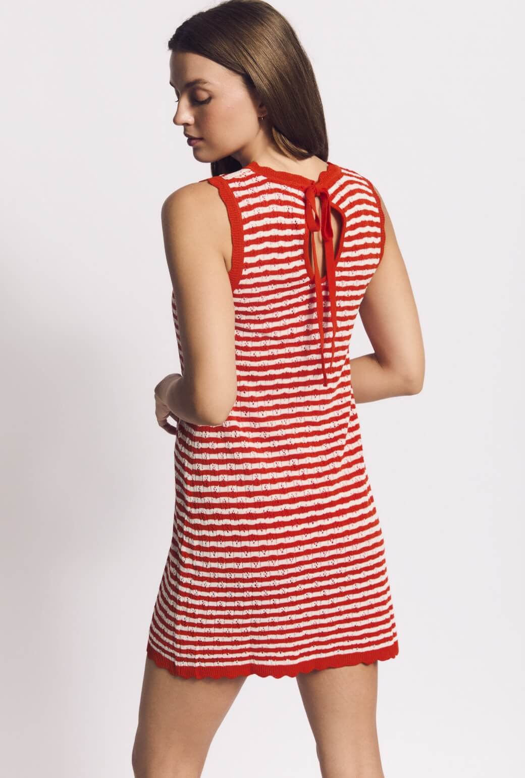 Sundowner Sweater Dress - Orange and White