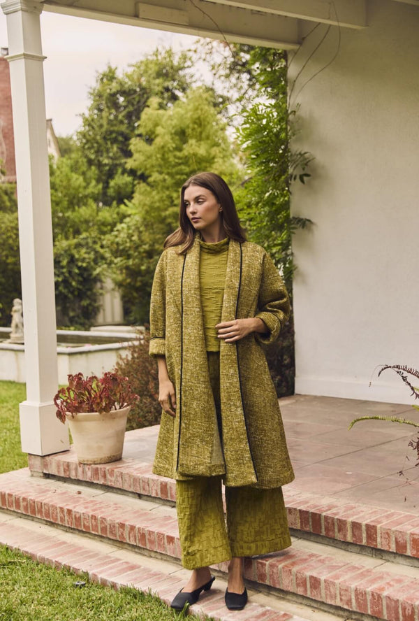 Buru x Val Swing Coat - Chartreuse Crosshatch