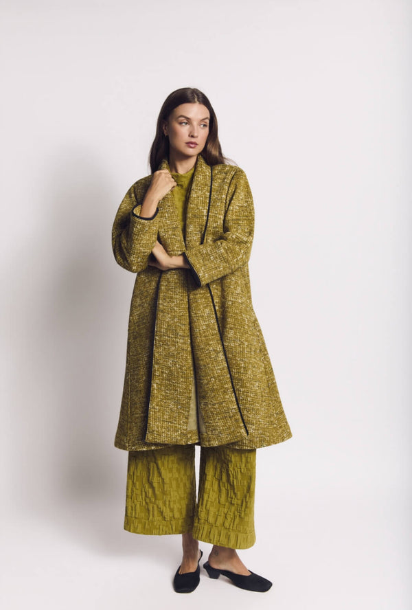 Buru x Val Swing Coat - Chartreuse Crosshatch