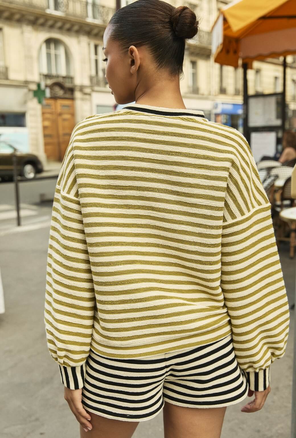 Tailored Everyday Shorts - Black Striped Terry