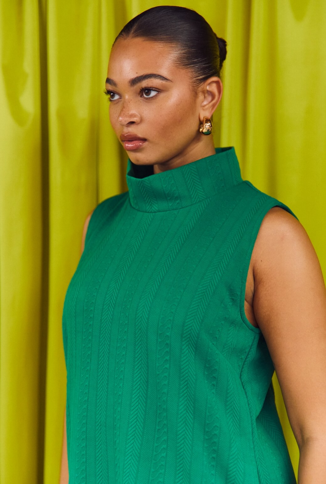 Tailored Mod Dress - Kelly Green Cable-knit
