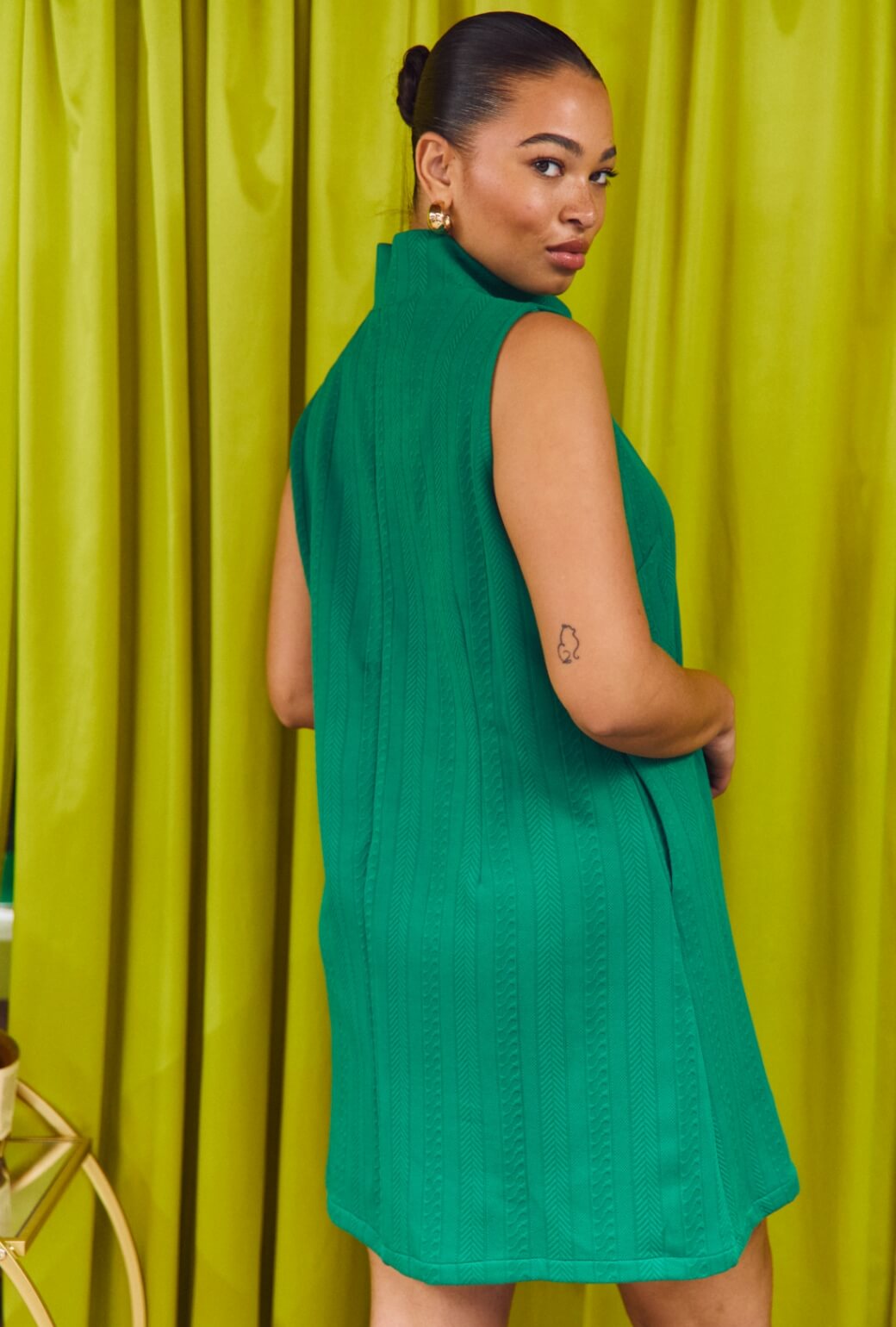 Tailored Mod Dress - Kelly Green Cable-knit