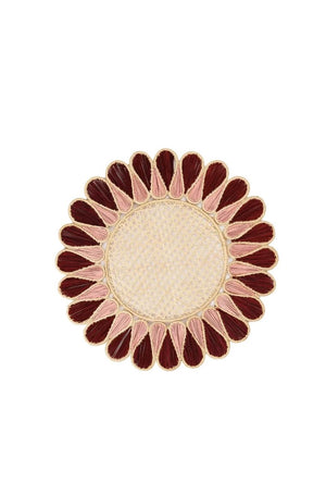 Teardrop Rattan Placemats - Blush and Burgundy
