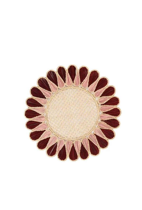 Teardrop Rattan Placemats - Blush and Burgundy