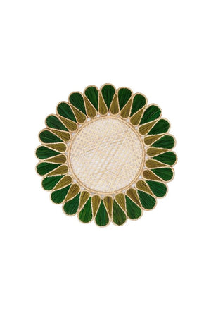 Teardrop Rattan Placemats - Deep Green & Chartreuse
