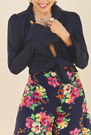Buru x India 2.0 The Battersea Blouse-Navy