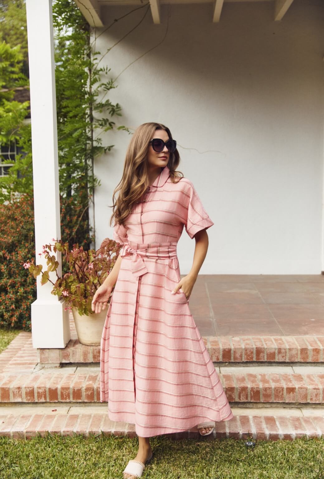 The Donna Day Gown - Pink Shimmer Stripe