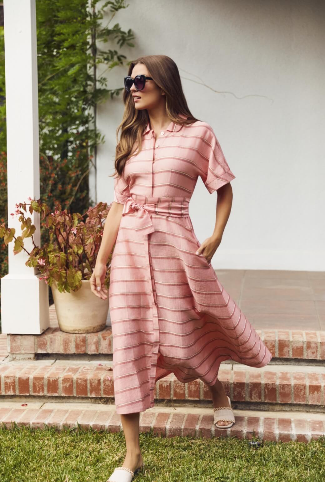 The Donna Day Gown - Pink Shimmer Stripe