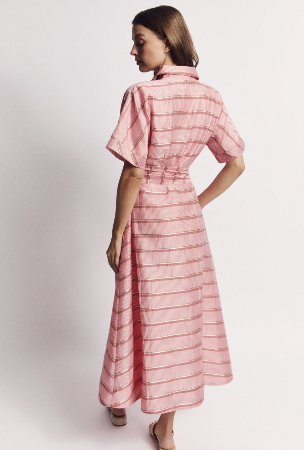 The Donna Day Gown - Pink Shimmer Stripe
