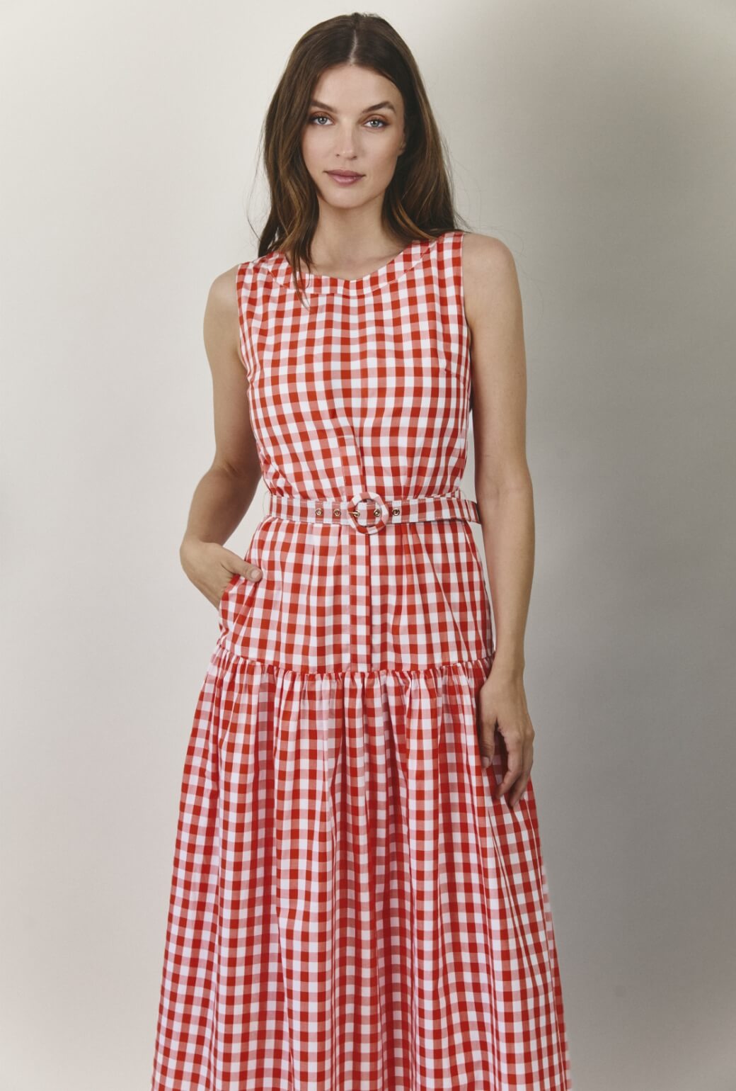 The Drop Waist Gown - Orange Gingham