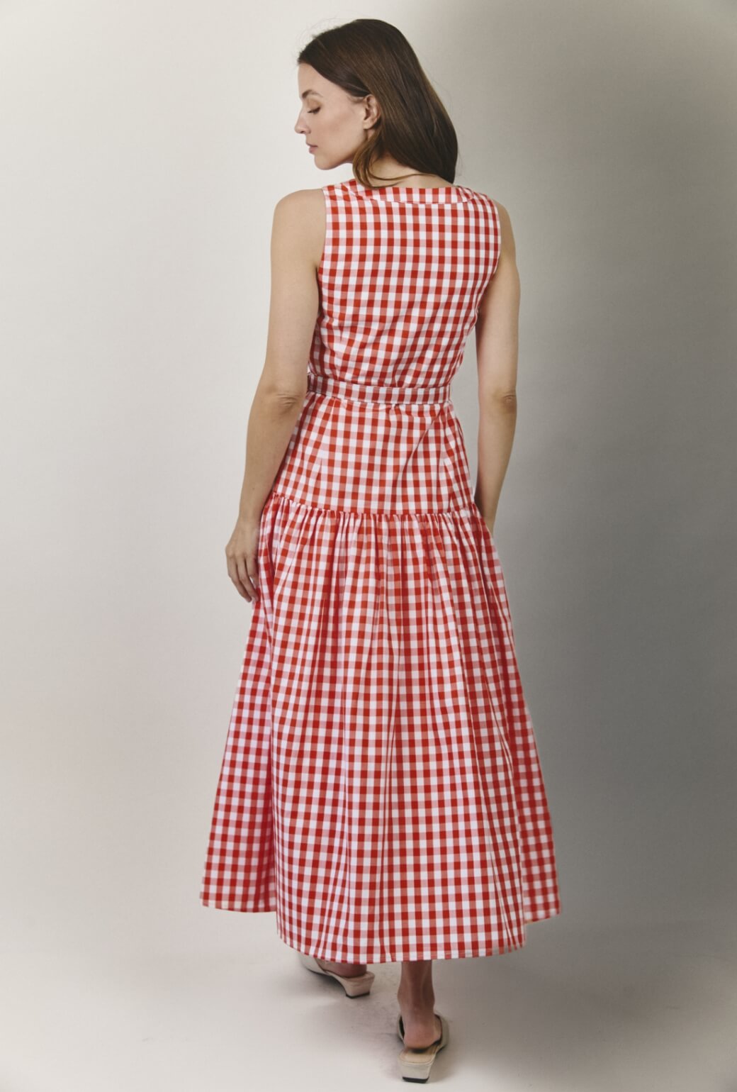 The Drop Waist Gown - Orange Gingham