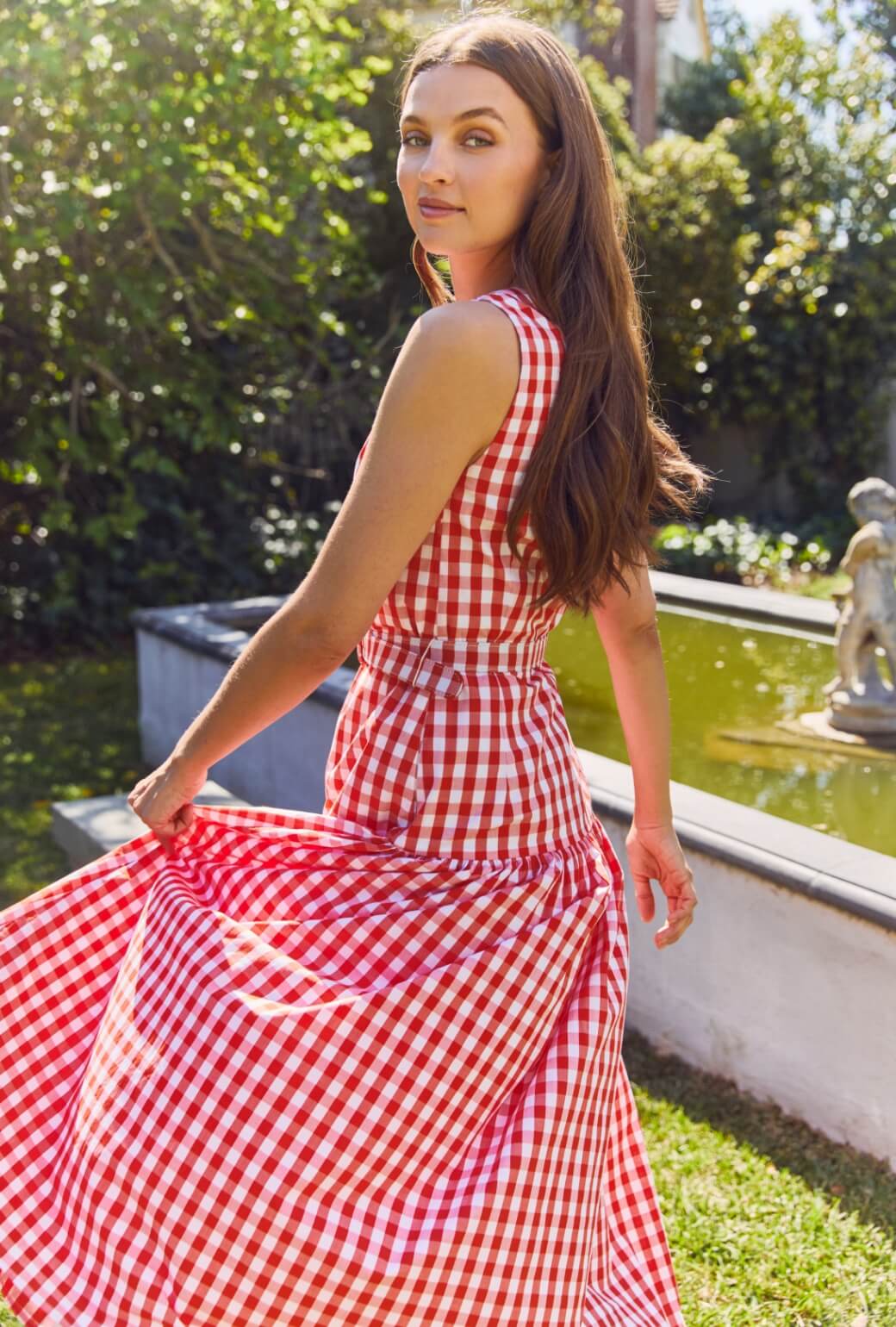The Drop Waist Gown - Orange Gingham