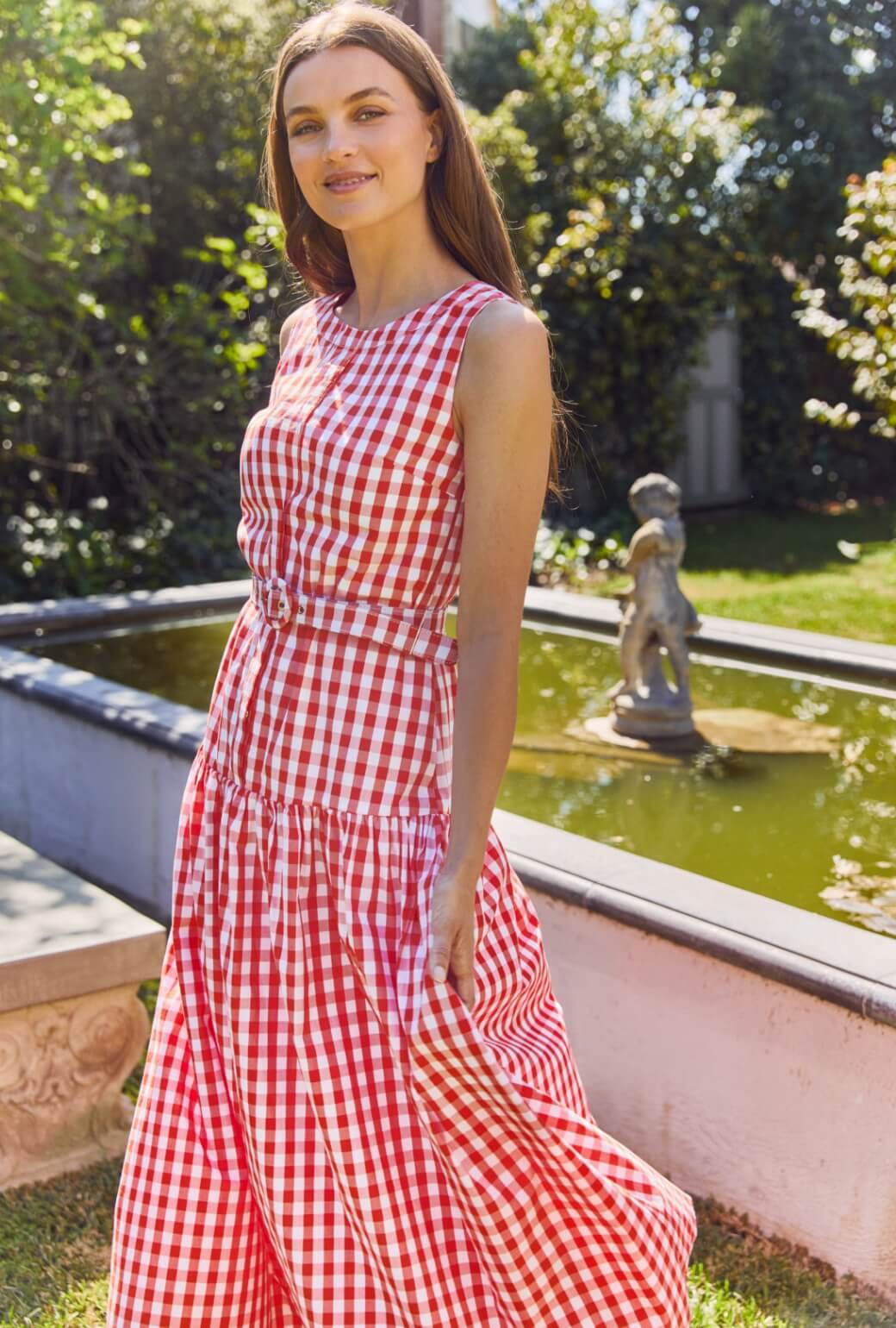 The Drop Waist Gown - Orange Gingham