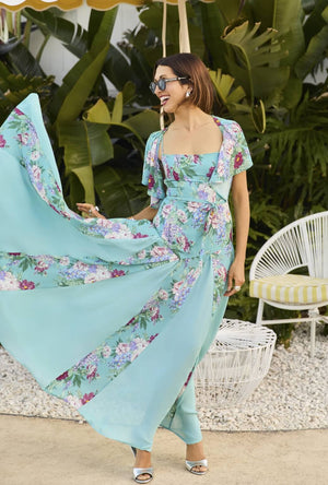 Buru x India 2.0 The Kings Road Ruffle Belt - Aqua Floral