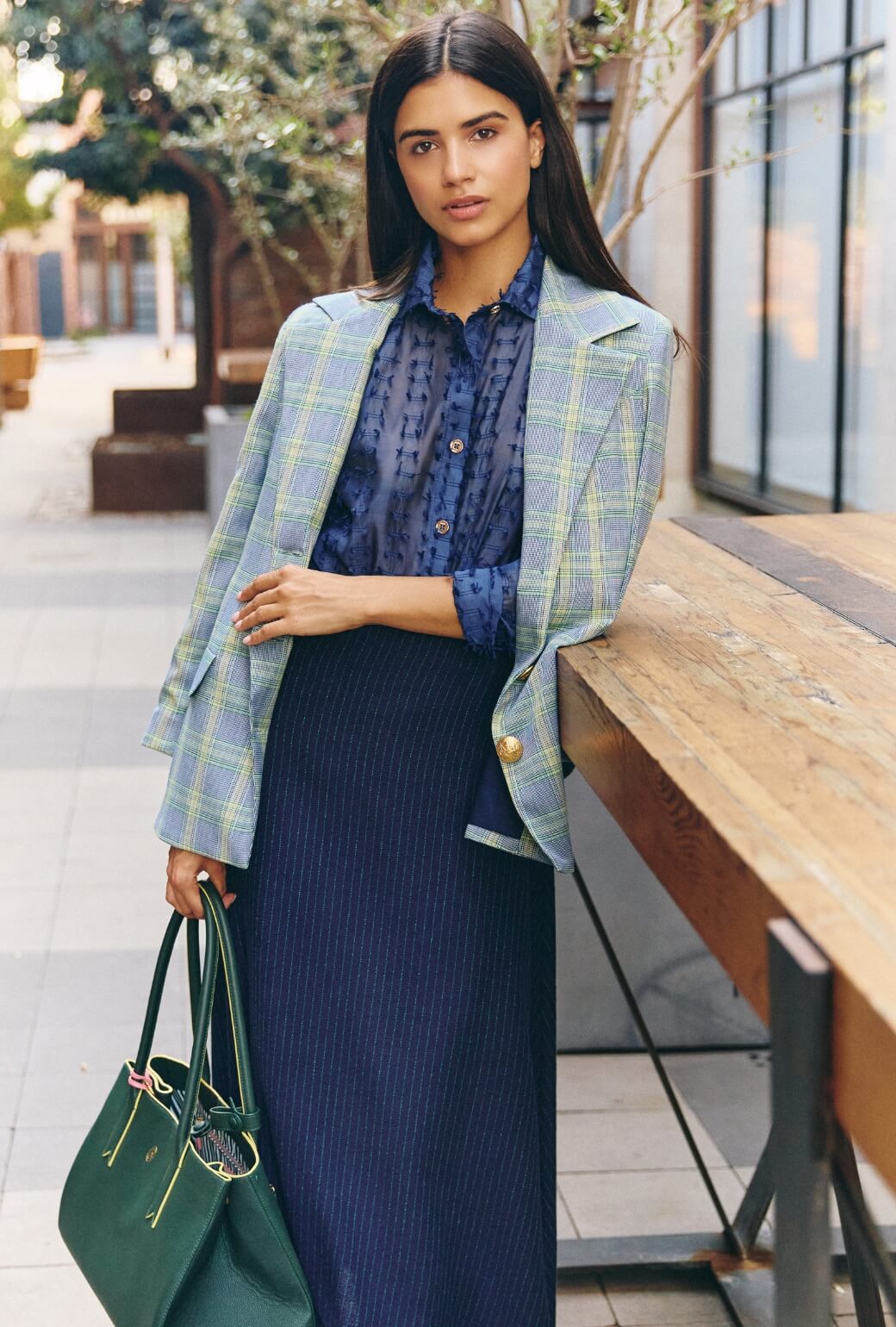 The Laura Skirt MIDI  - Pinstripe