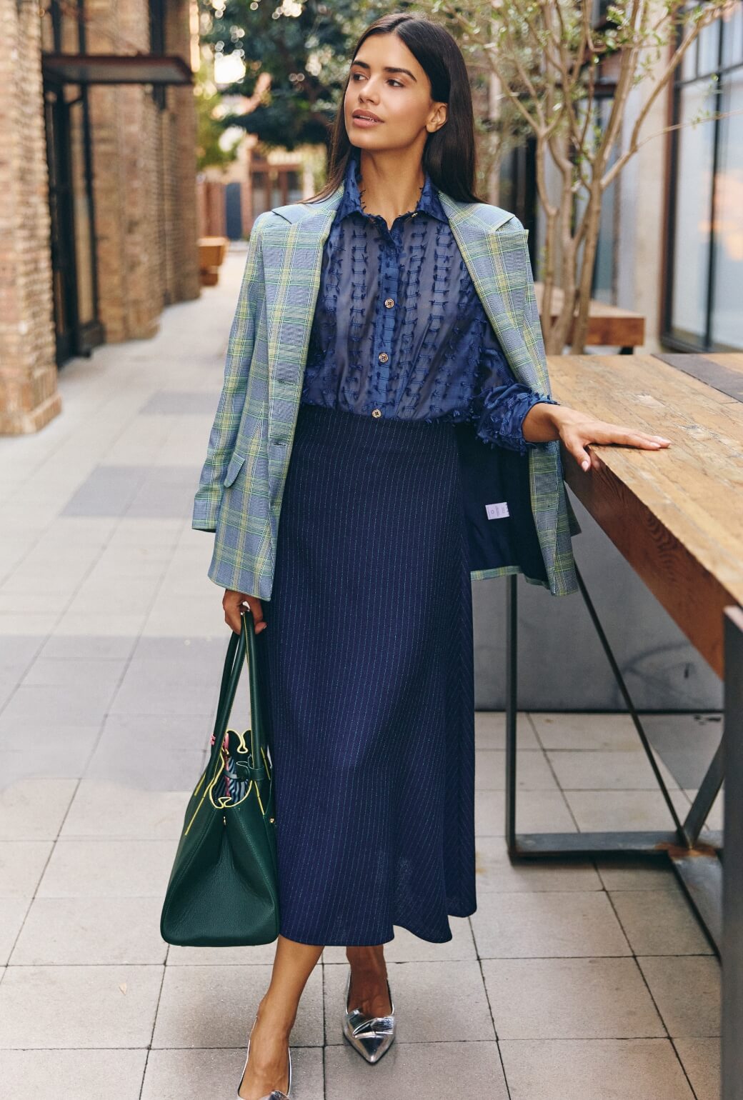 The Laura Skirt MIDI  - Pinstripe