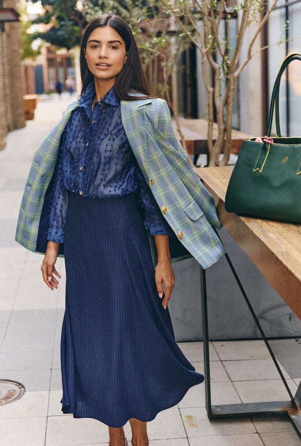 The Laura Skirt MIDI  - Pinstripe