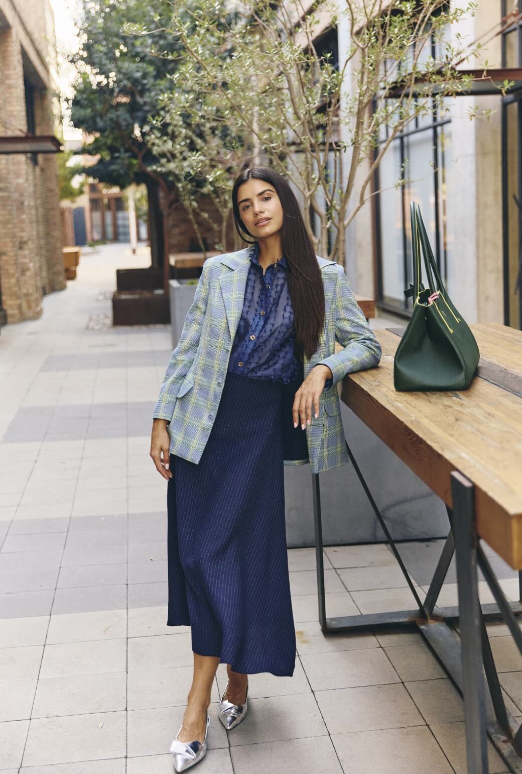 The Laura Skirt MIDI  - Pinstripe