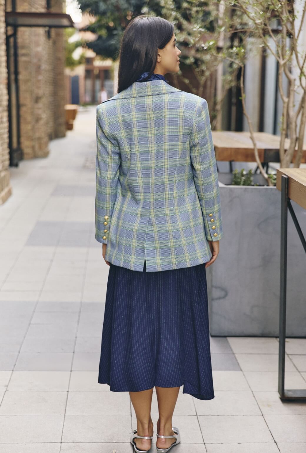 The Laura Skirt MIDI  - Pinstripe