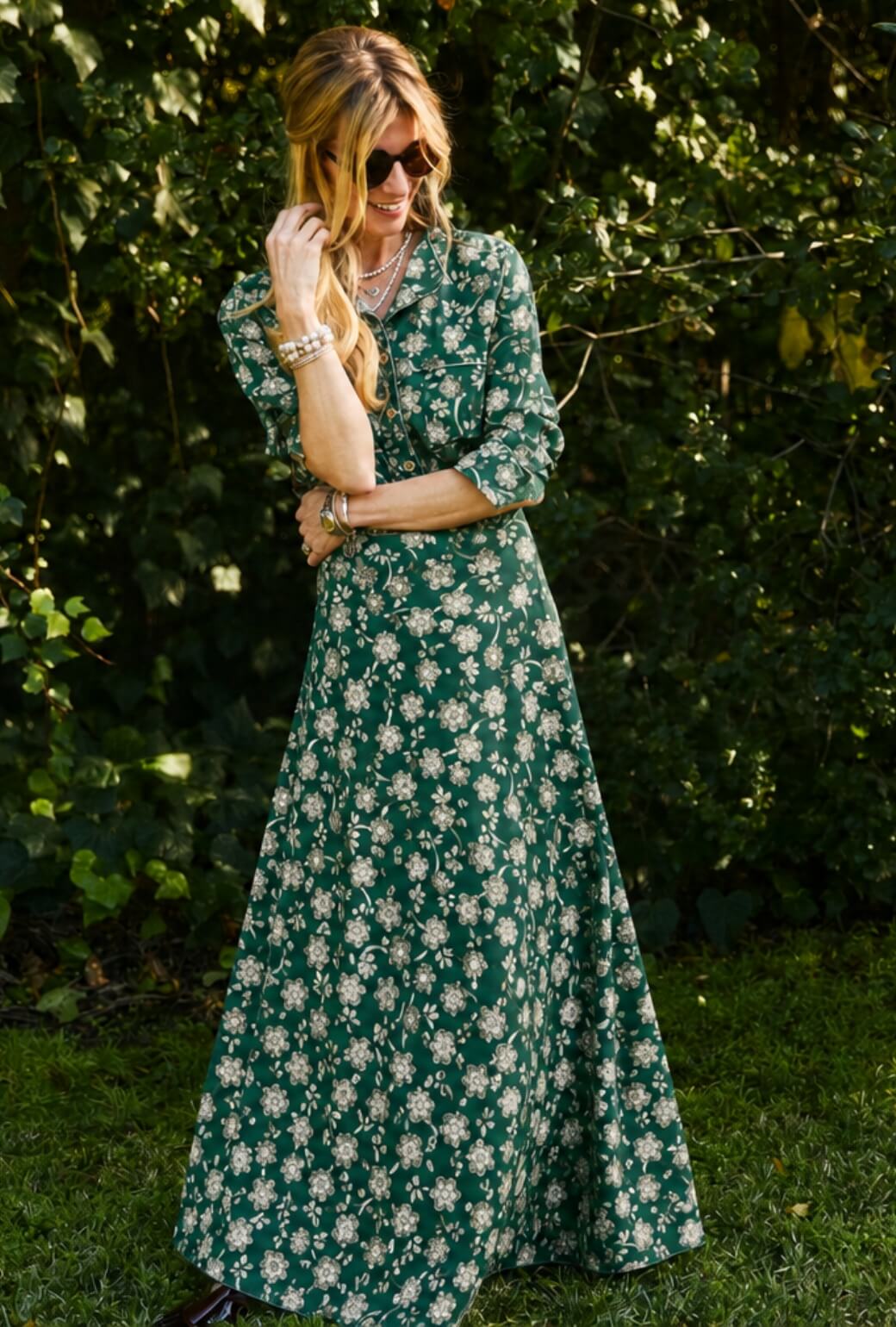 The Laura Skirt Maxi - Green Floral