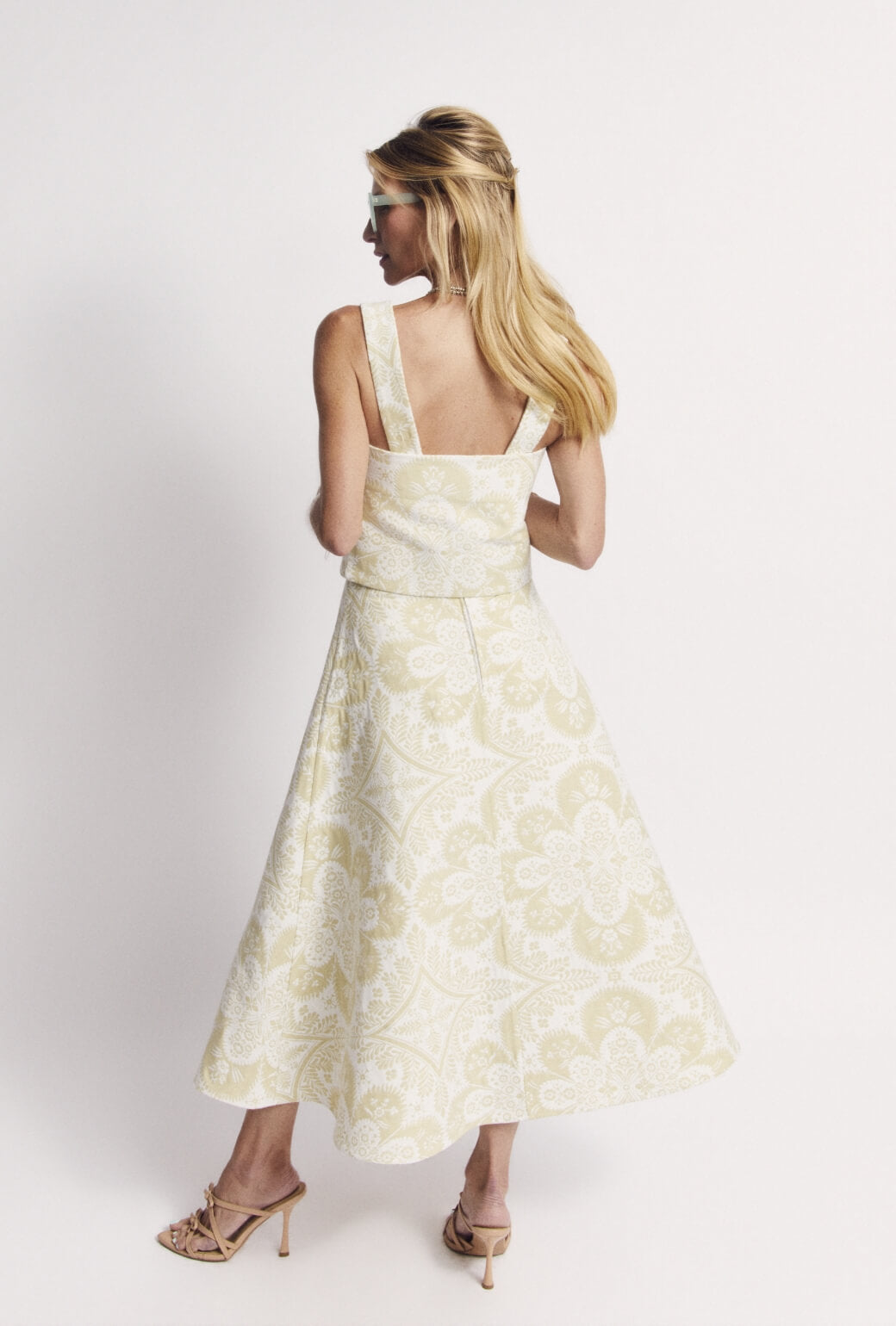 The Laura Skirt - Mint Medallion Jacquard