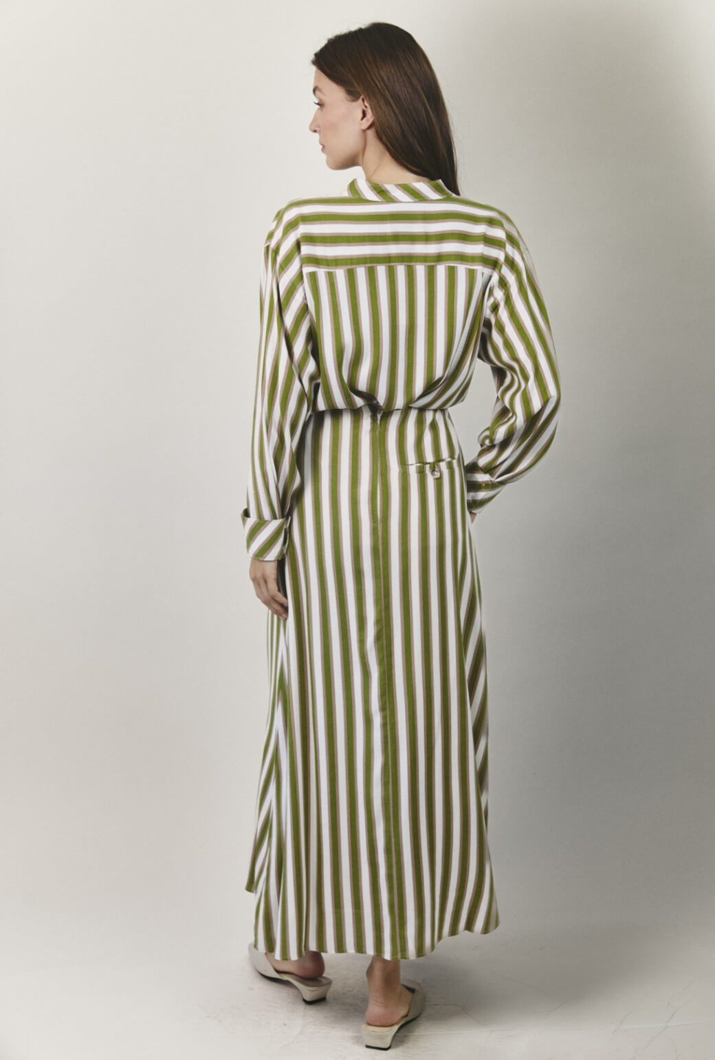 The Leland Skirt - Green & Brown Stripe