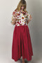 The Marilyn Skirt Maxi - Magenta Linen Taffeta