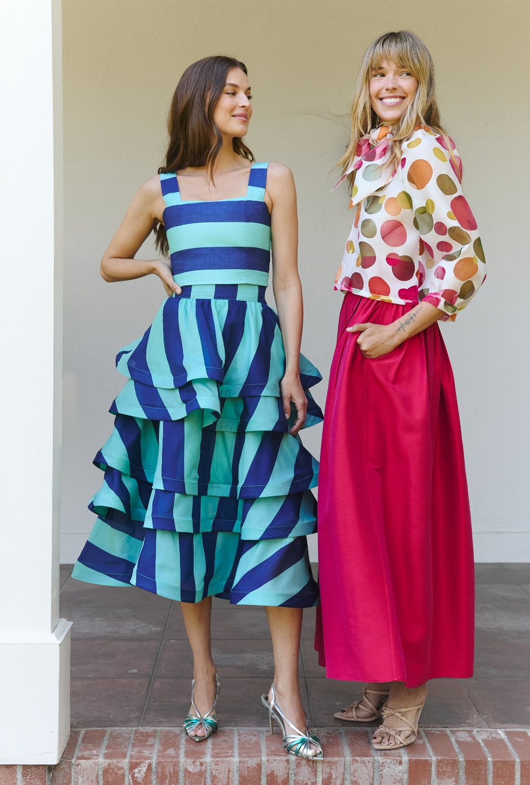 The Marilyn Skirt Maxi - Magenta Linen Taffeta