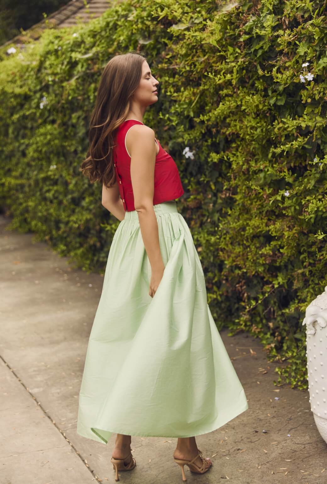 The Marilyn Skirt Maxi - Mint Taffeta