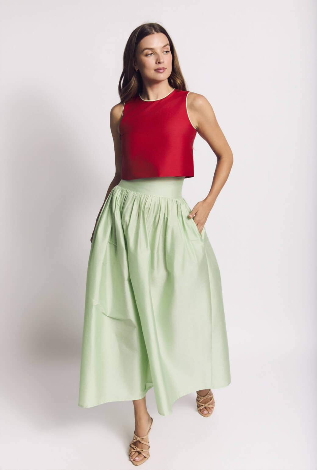 The Marilyn Skirt Maxi - Mint Taffeta