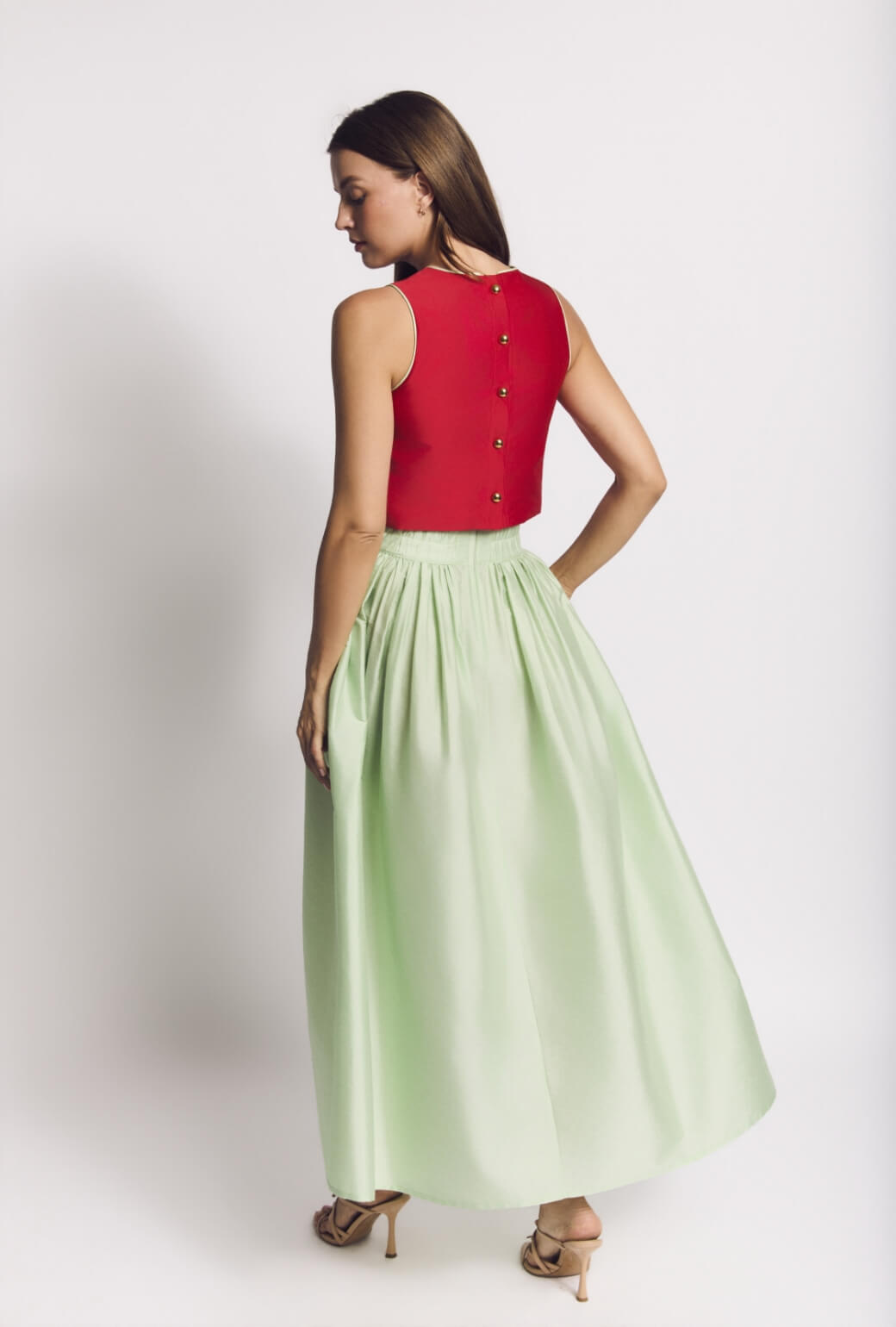 The Marilyn Skirt Maxi - Mint Taffeta