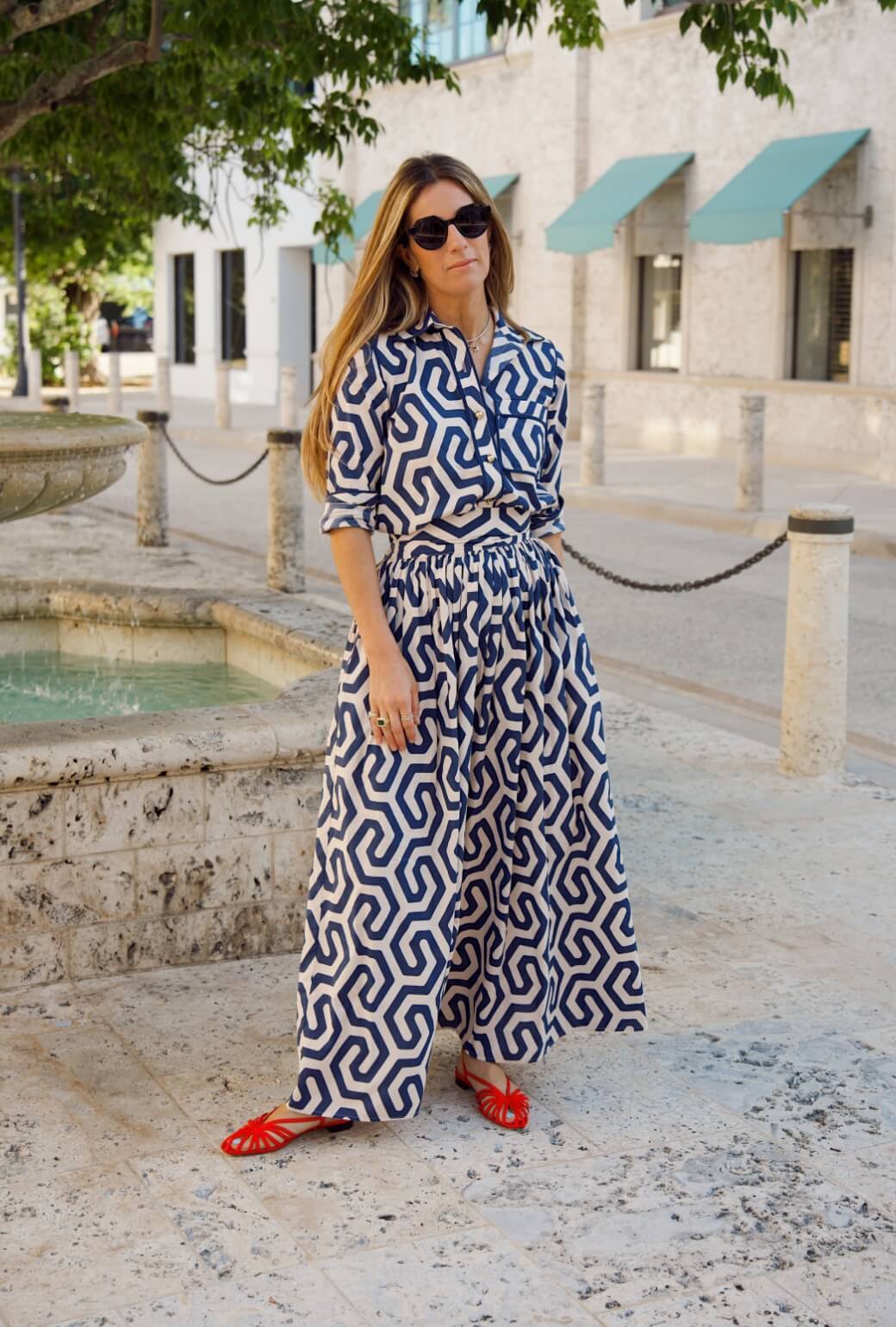 Buru x Ali Sisto Part Two The Marilyn Skirt Maxi - Navy Blue Geo