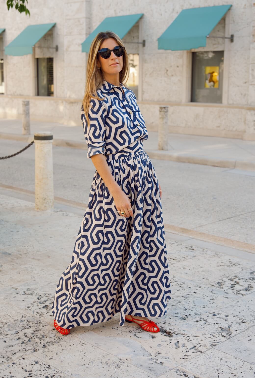 Buru x Ali Sisto Part Two The Marilyn Skirt Maxi - Navy Blue Geo