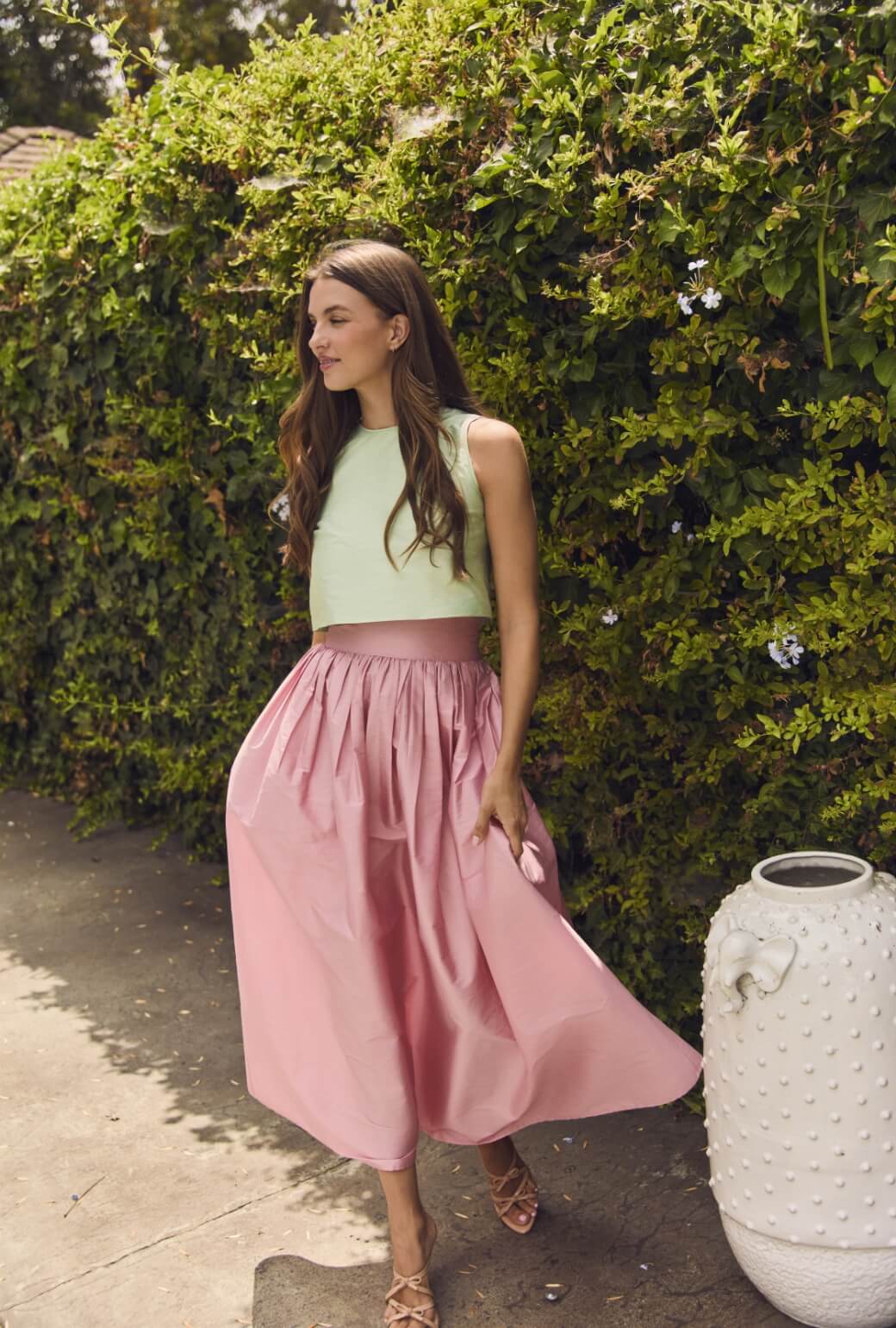 The Marilyn Skirt Maxi - Pink Taffeta