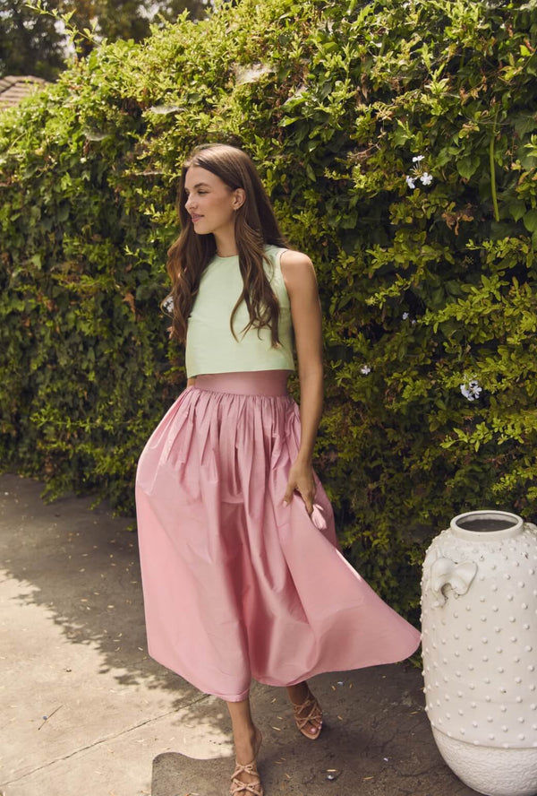 The Marilyn Skirt Maxi - Pink Taffeta