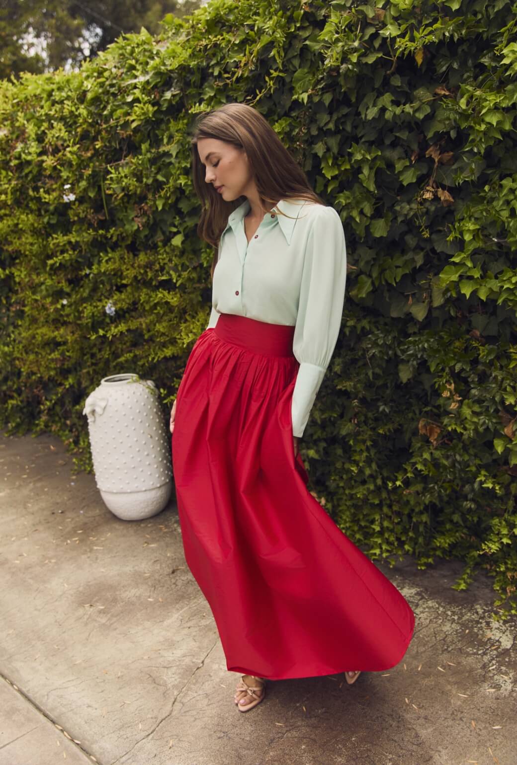 The Marilyn Skirt Maxi - Red Taffeta