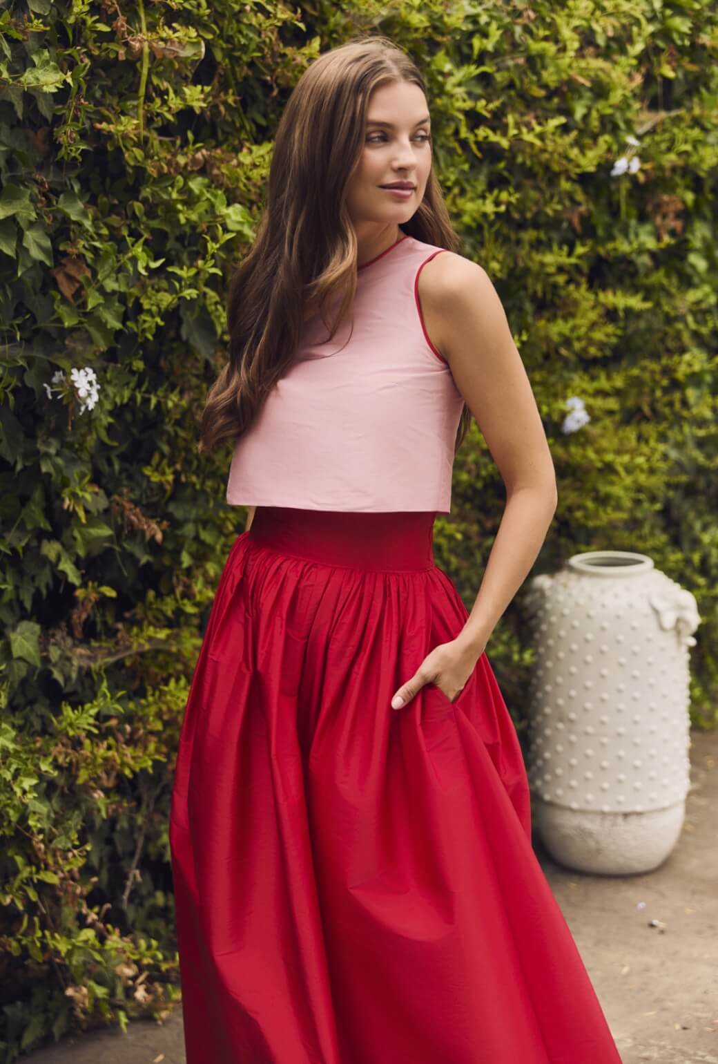 The Marilyn Skirt Maxi - Red Taffeta