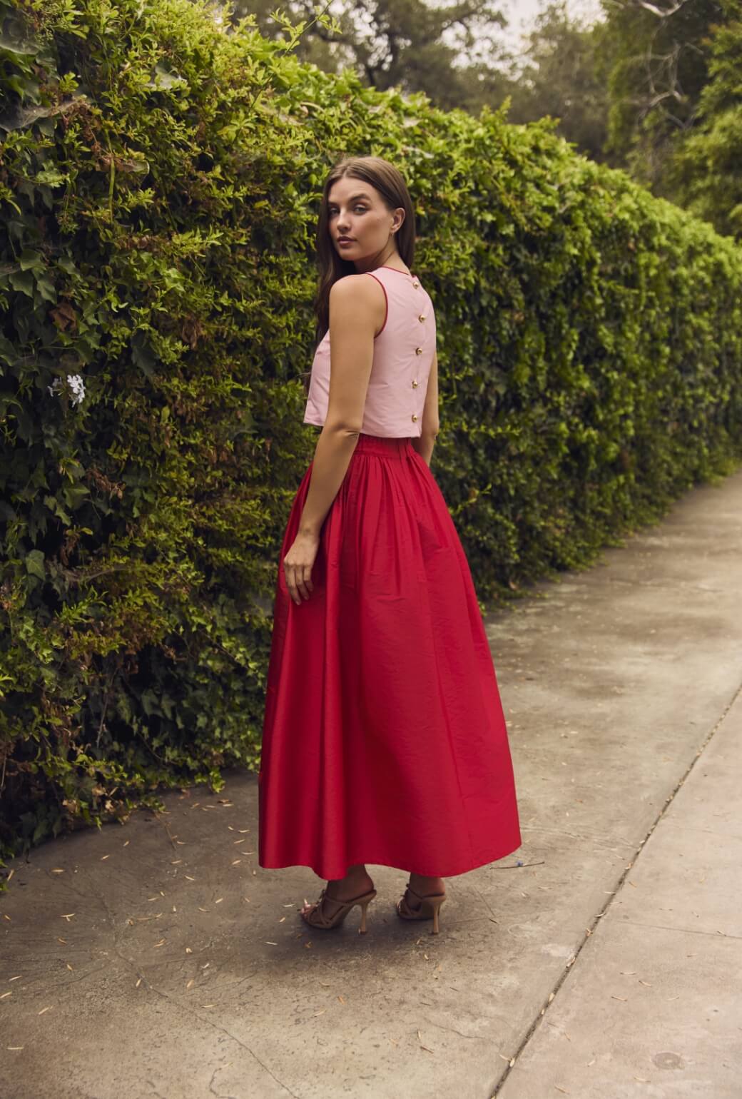 The Marilyn Skirt Maxi - Red Taffeta
