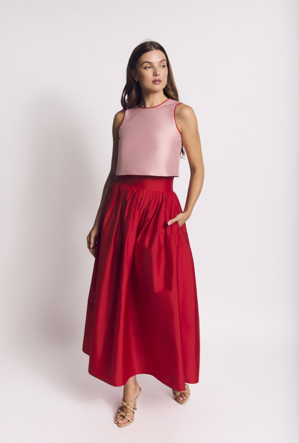 The Marilyn Skirt Maxi - Red Taffeta